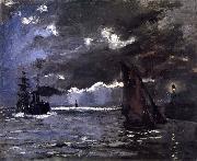 Claude Monet A Seascape,Shipping by Moonlight Spain oil painting artist